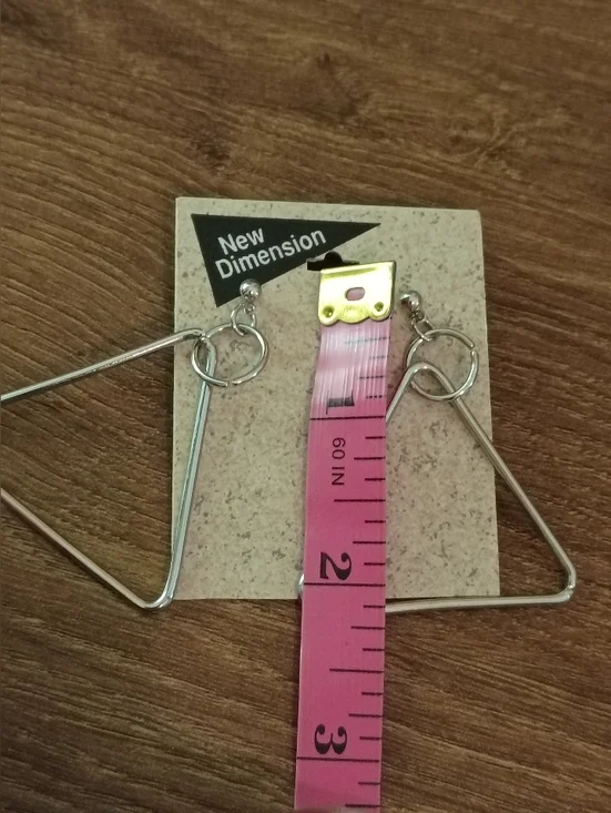 Silver Triangle Geometric Drop Earrings Minimalist Modern Statement Dangle - Picture 2 of 4